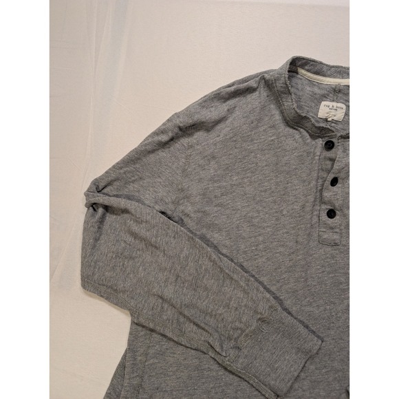 Rag & Bone Mens 2XL Long Sleeve Henley Shirt Heather Grey Spring 100% Cotton - Picture 5 of 12